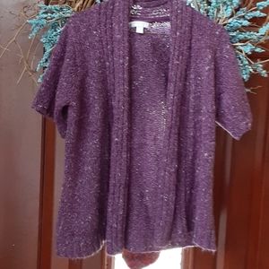 Charter club purple short sleeve cardigan